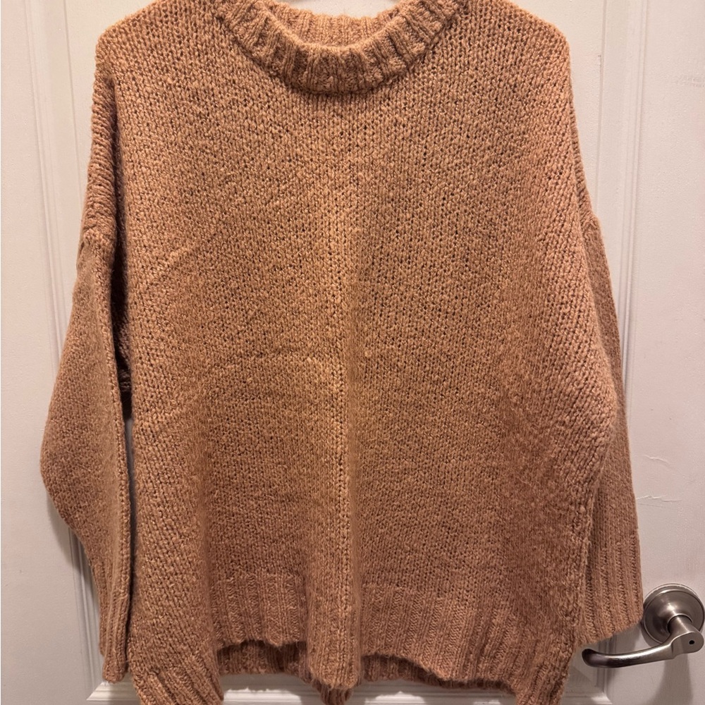 Aerie Soft Tan Crew Neck Sweater
